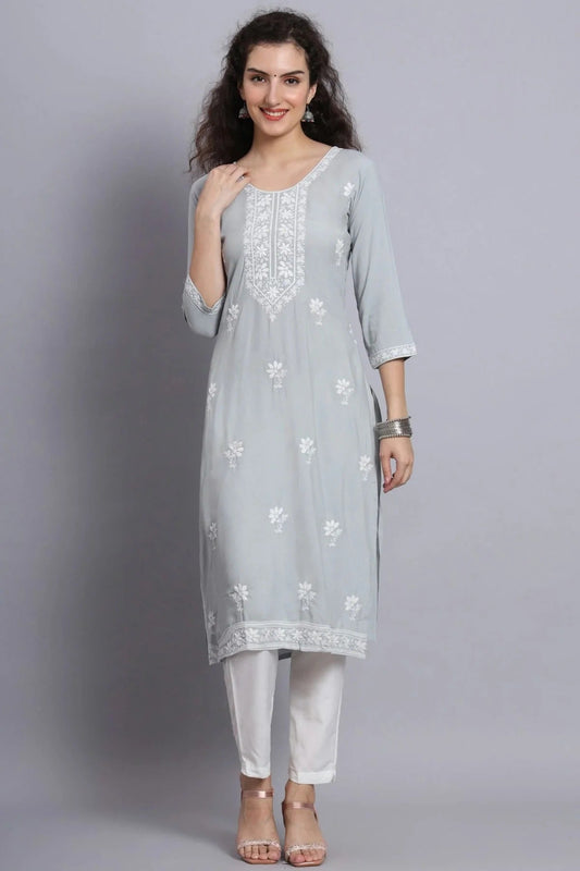 Grey Colour Rayon Kurti KR1111074