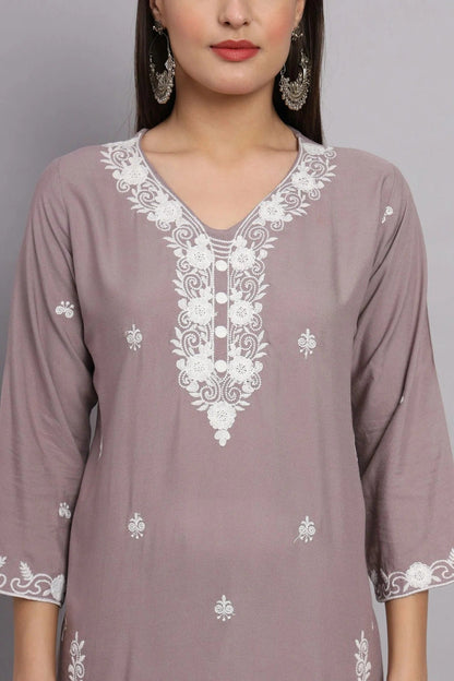 Grey Colour Rayon Kurti KR1111078 A