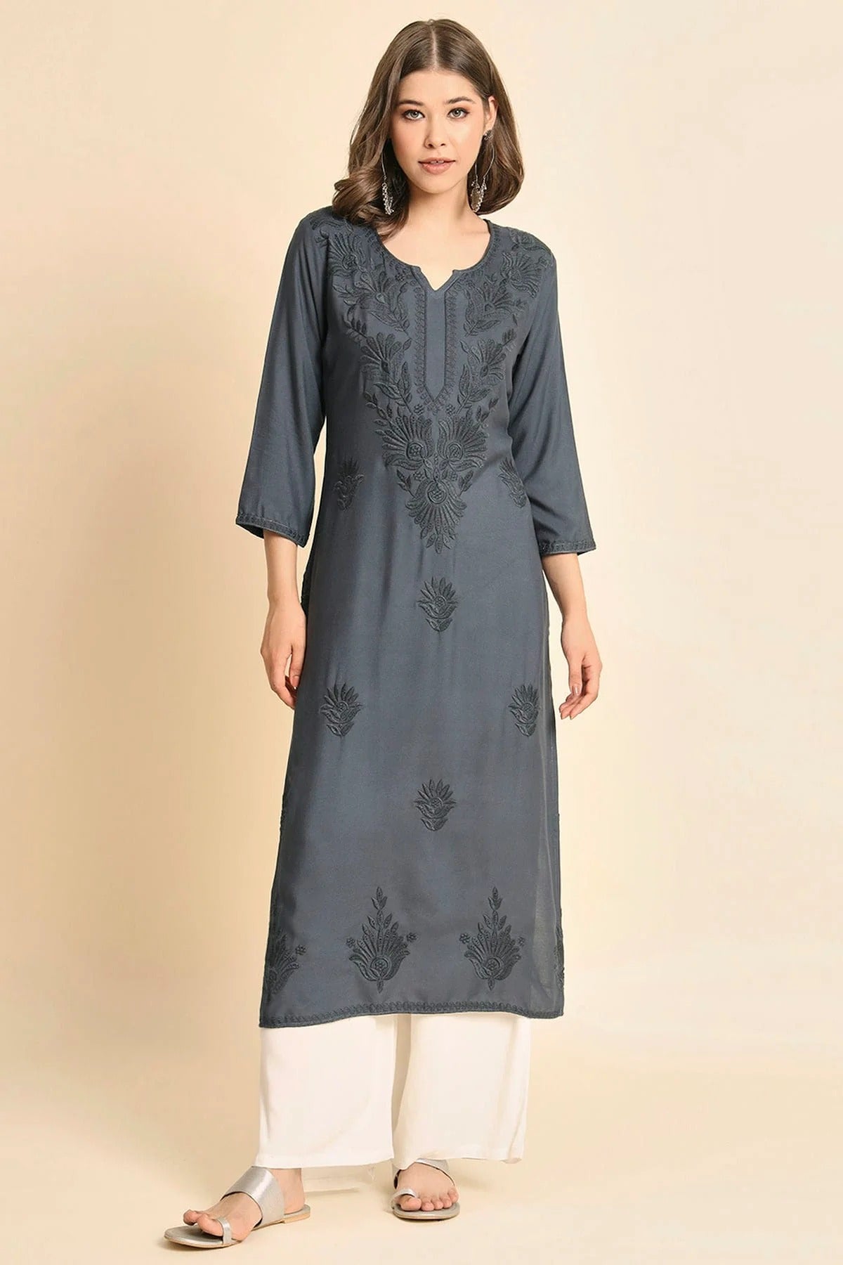 Grey Colour Rayon Kurti KR1111114