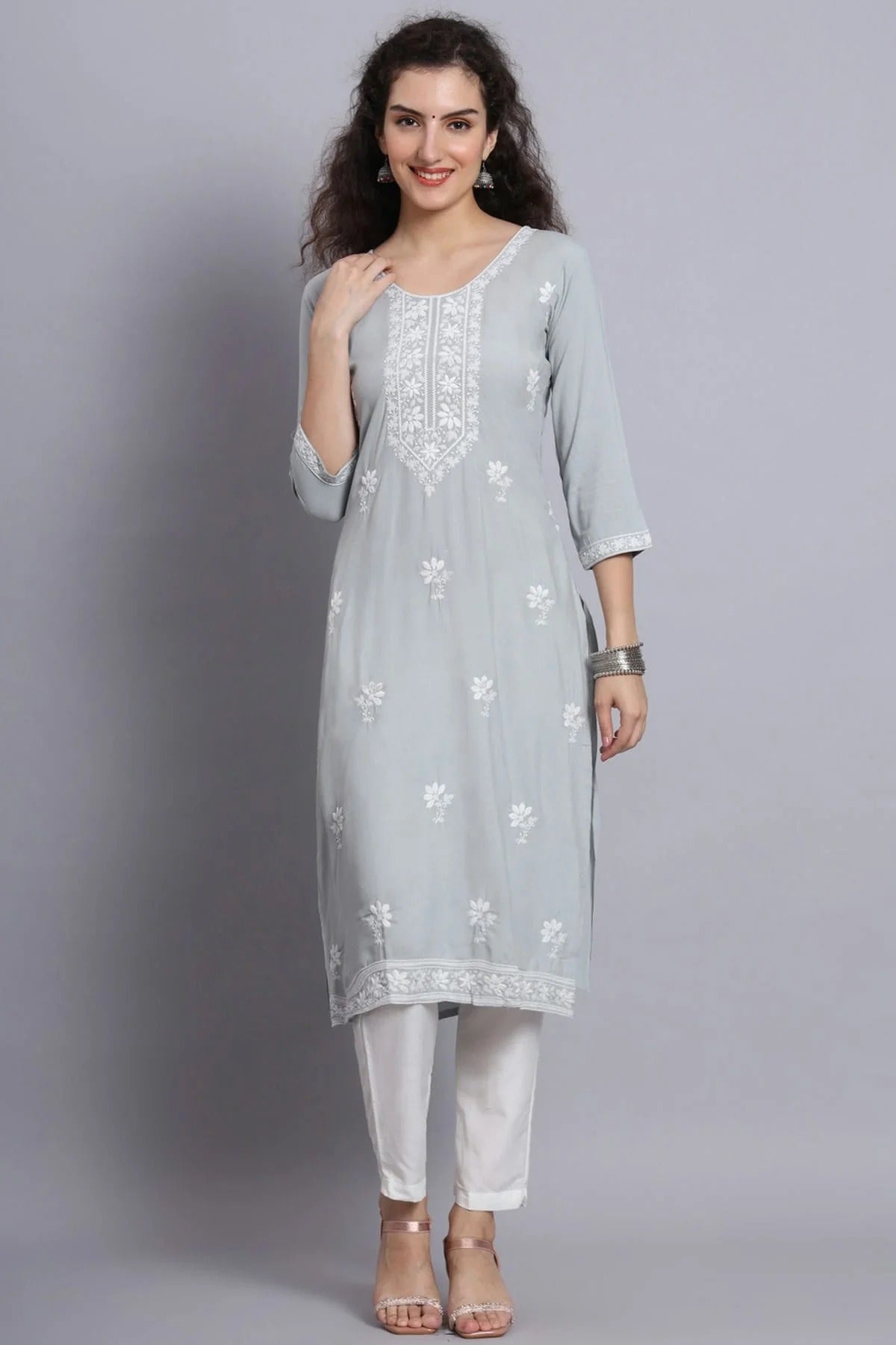 Grey Colour Rayon Kurti KR1111216