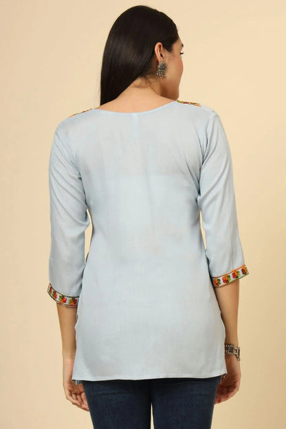 Grey Colour Rayon Readymade Top TP1110847 A