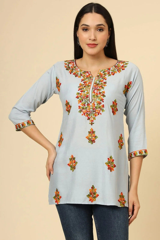 Grey Colour Rayon Readymade Top TP1110847