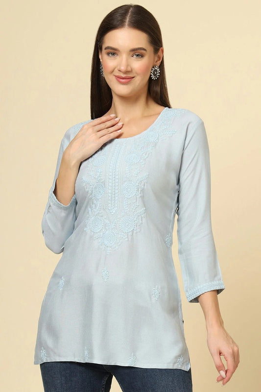 Grey Colour Rayon Readymade Top TP1110867