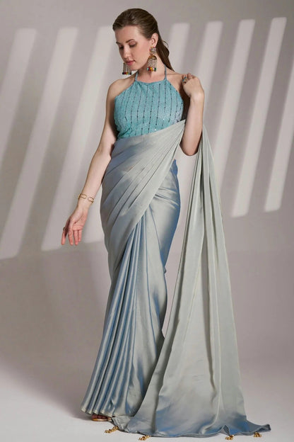 Grey Colour Satin Rangoli Saree SD1112728