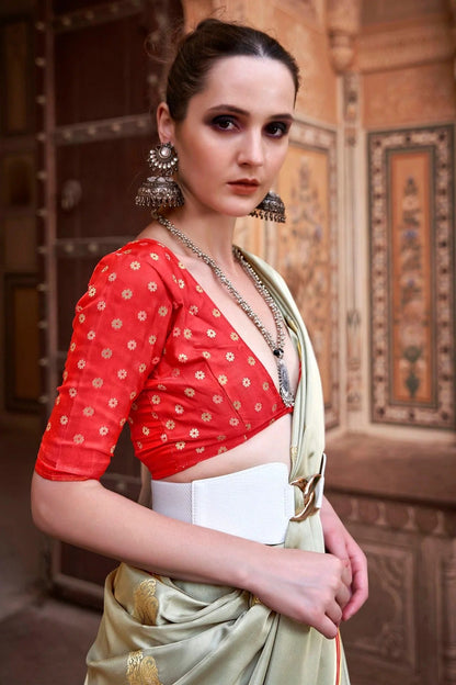 Grey Colour Satin Silk Saree SD1110185 A