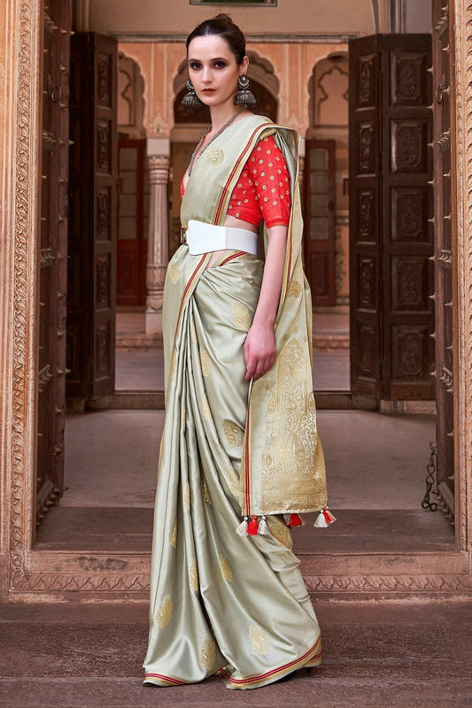 Grey Colour Satin Silk Saree SD1110185