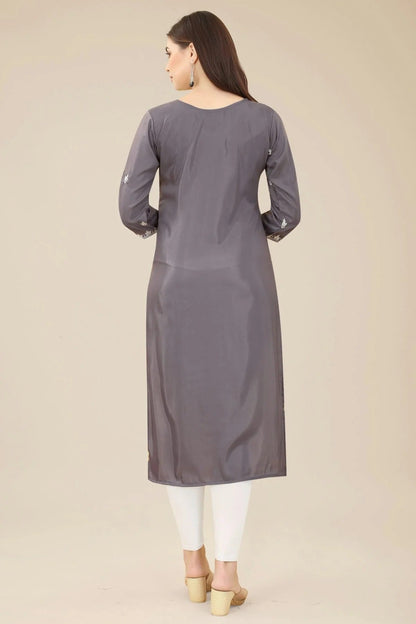 Grey Colour Shiny Silk Kurti KR1111000 A