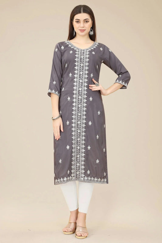 Grey Colour Shiny Silk Kurti KR1111000