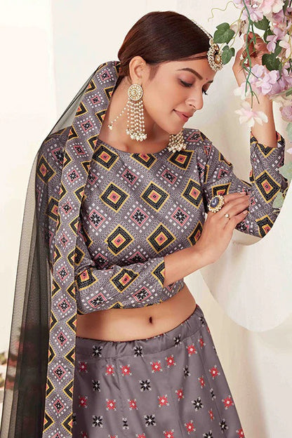 Grey Colour Silk Designer Lehenga Choli LC1240088 B