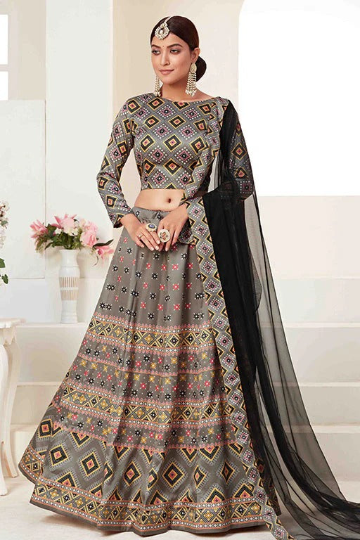 Grey Colour Silk Designer Lehenga Choli LC1240091