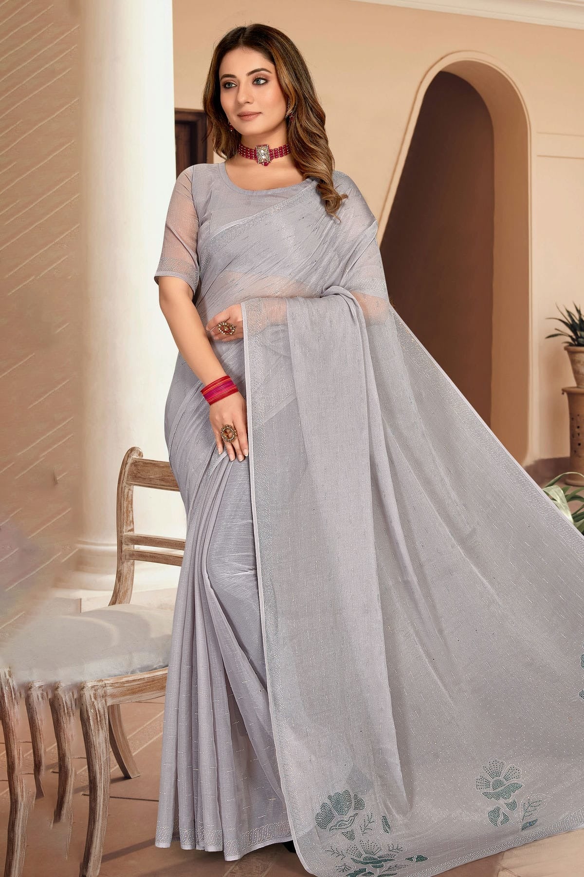 Grey Colour Silk Designer Saree LC1121450