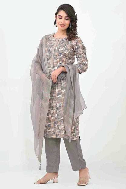 Grey Colour Silk Stitched Pant Style Suit SS1140730