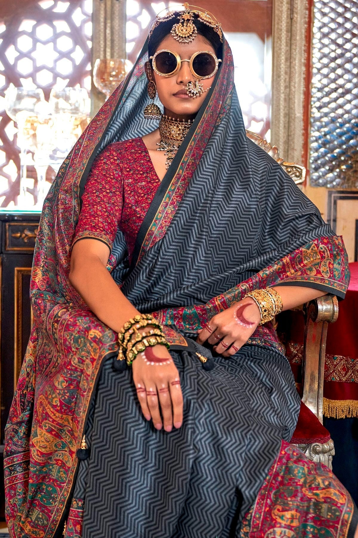 Grey Colour Silk Traditional Saree SD1290171 A