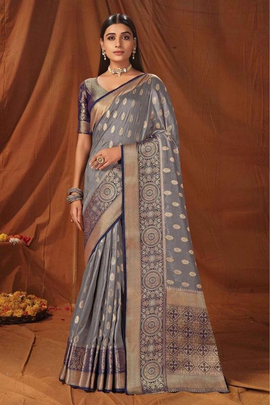 Grey Colour Silk Woven Saree SD1100316