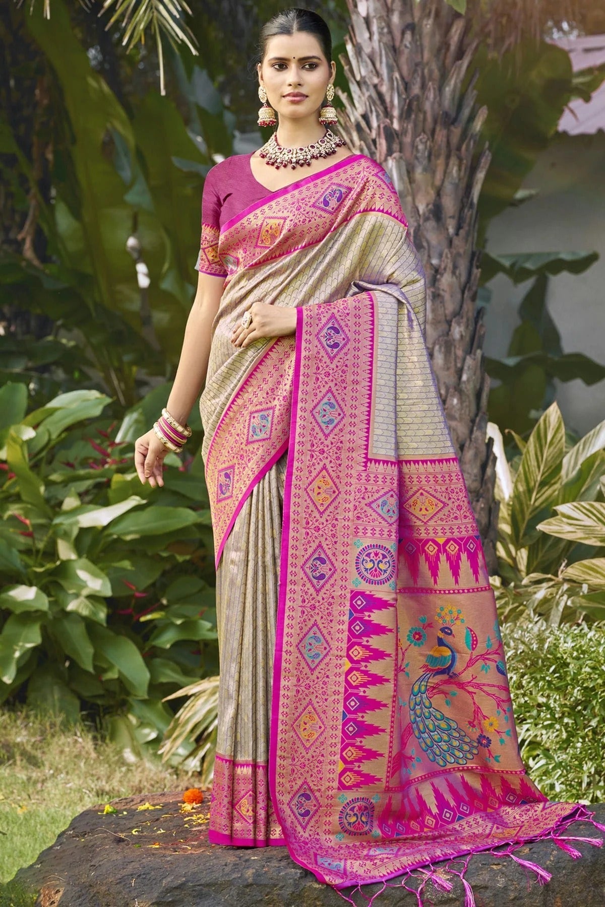 Grey Colour Silk Woven Work Traditional Saree SD1102838
