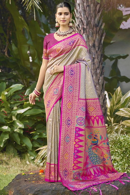Grey Colour Silk Woven Work Traditional Saree SD1102838