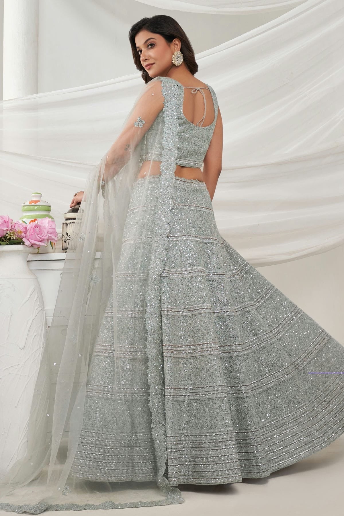 Grey Colour Soft Net Lehenga Choli LC1030011 B
