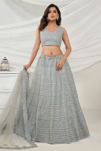 Grey Colour Soft Net Lehenga Choli LC1030011