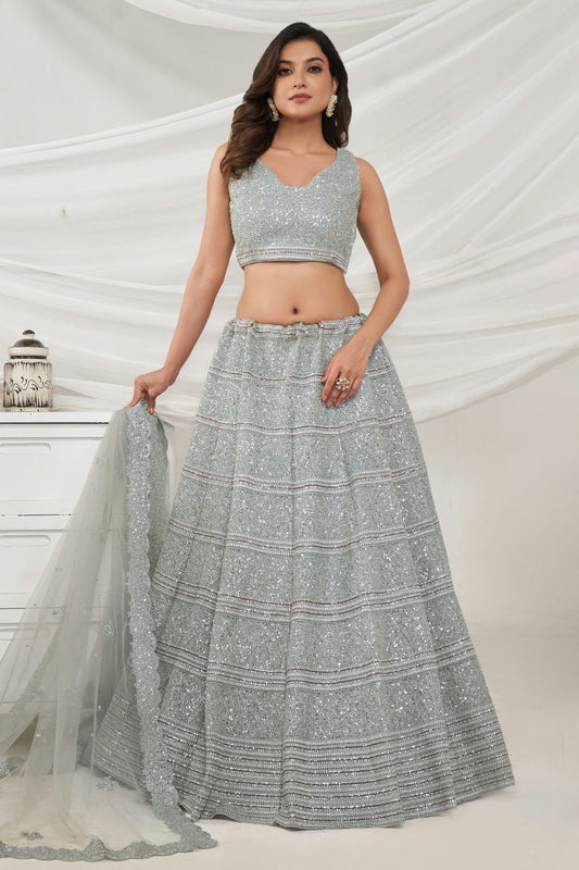 Grey Colour Soft Net Lehenga Choli LC1030011