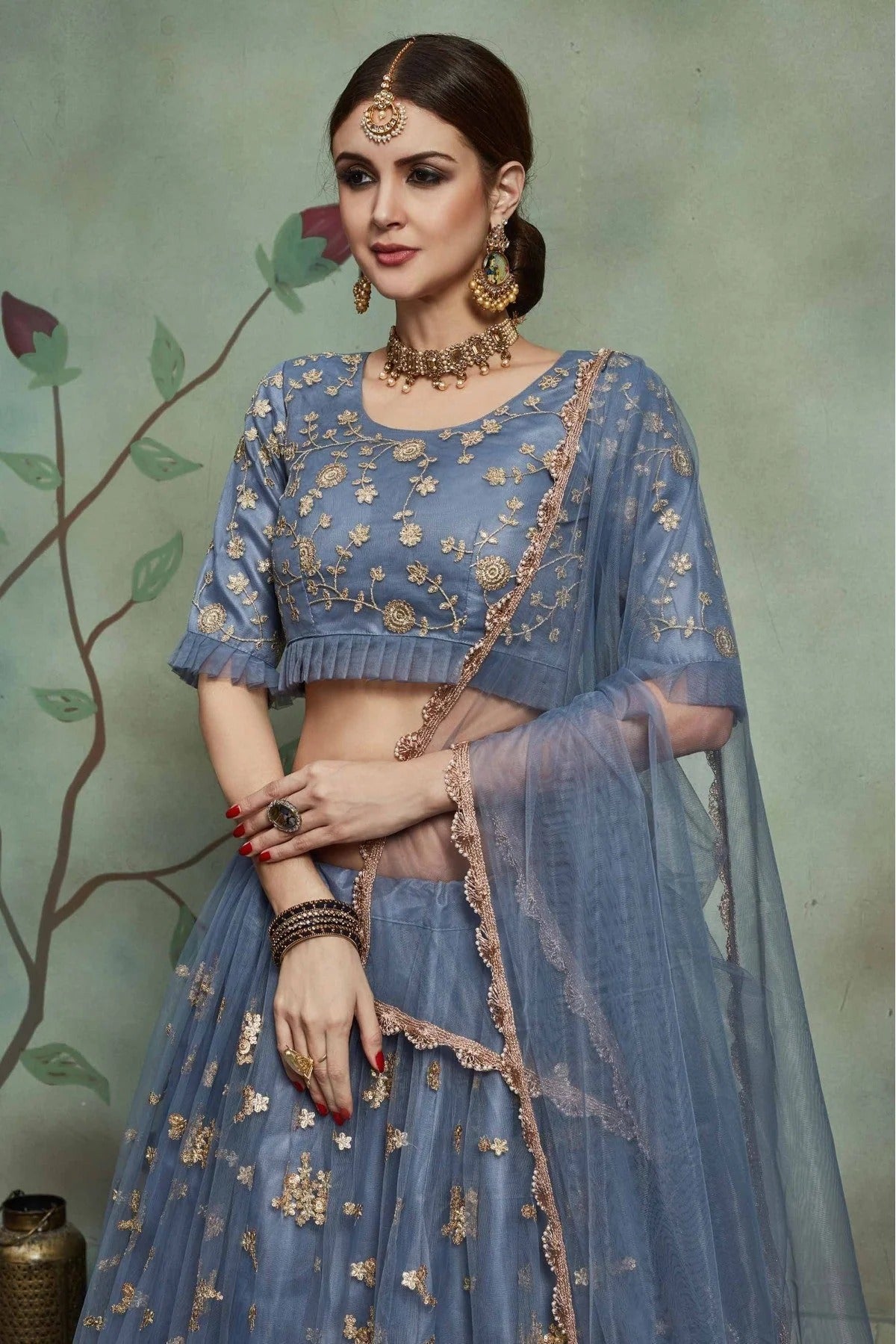 Grey Colour Soft Net Sequins Work Lehenga Choli LC1080422 A