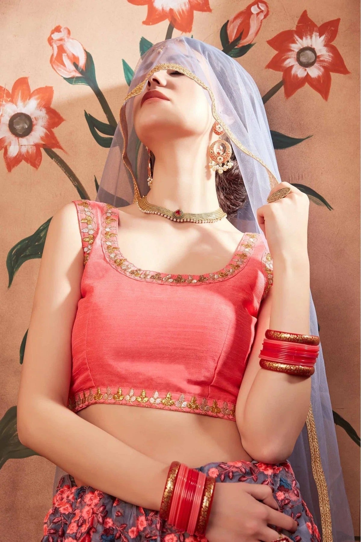 Grey Colour Soft Net Thread Work Lehenga Choli LC1080439 B