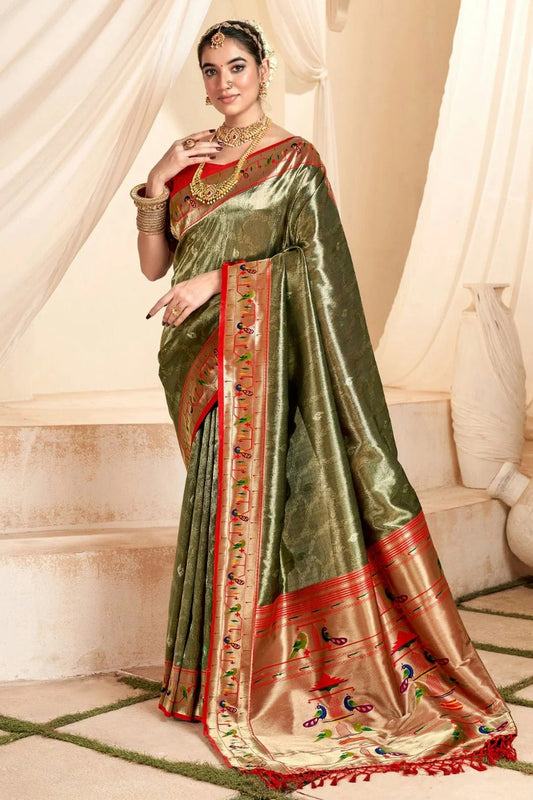 Grey Colour Soft Tissue Silk Saree SD1110130