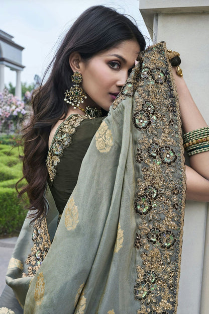 Grey Colour Tissue Silk Designer Saree SD1110966 A