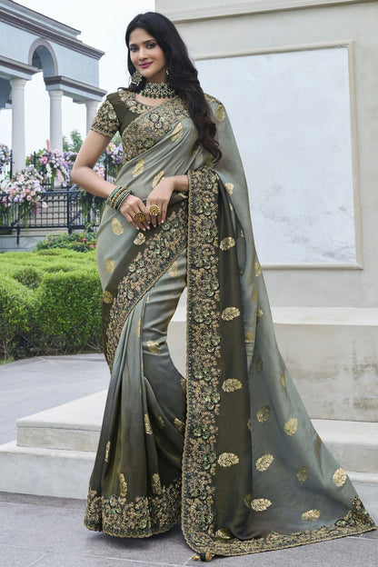 Grey Colour Tissue Silk Designer Saree SD1110966