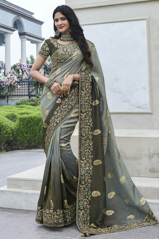Grey Colour Tissue Silk Designer Saree SD1110966