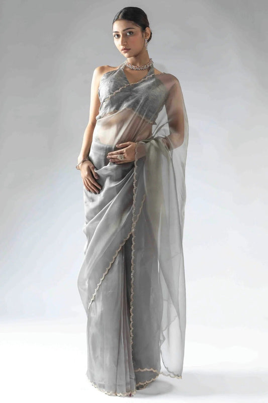 Grey Colour Tissue Silk Ready To Wear Saree SD1122047