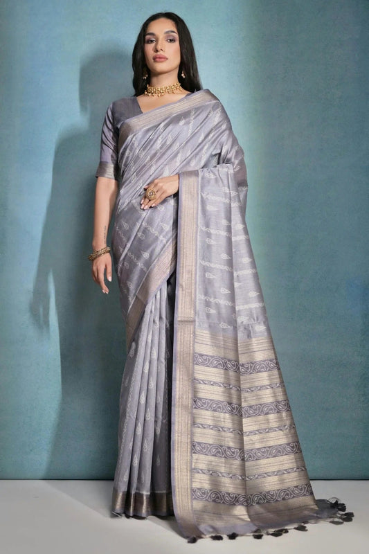 Grey Colour Tussar Silk Saree SD1110175