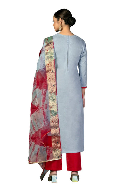 Grey Colour Unstitched Cambric Cotton Fabric Straight Suit US1161019 A
