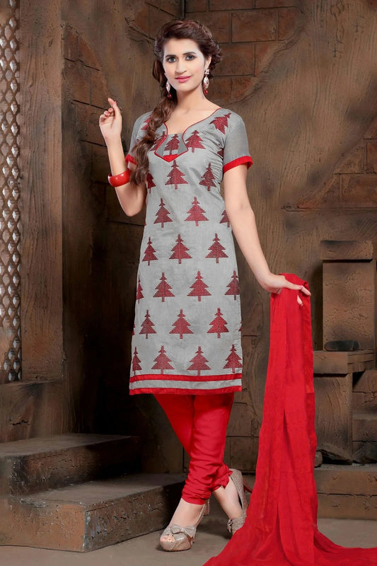 Grey Colour Unstitched Modal Cotton Churidar Suit US1161213