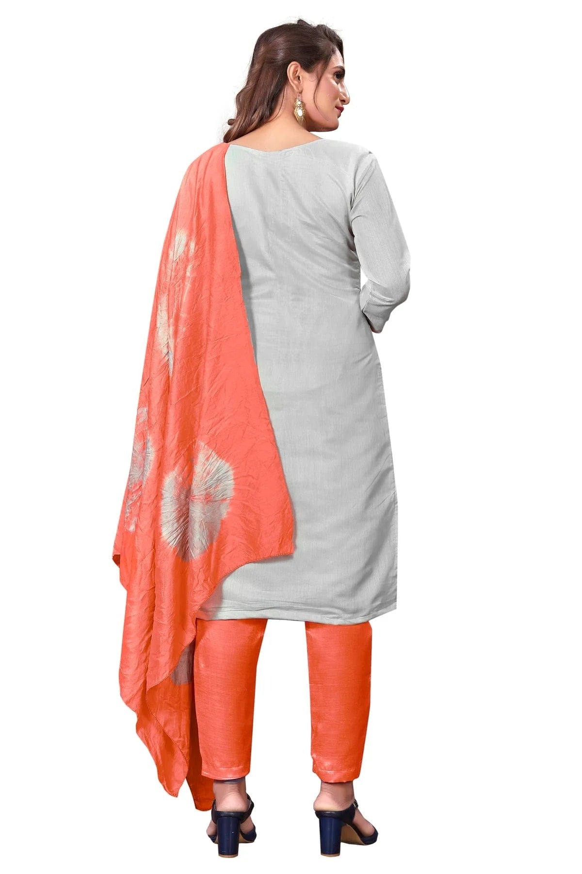 Grey Colour Unstitched Modal Cotton Straight Suit US1160646 A