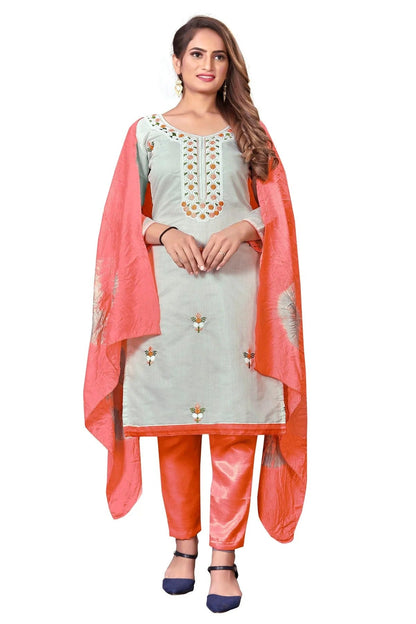 Grey Colour Unstitched Modal Cotton Straight Suit US1160646
