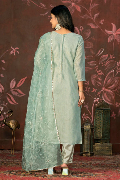 Grey Colour Unstitched Simmar Cotton Pant Style Suit US1161311 A