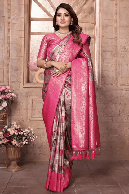 Grey Colour Woven Work Banarasi Chaturi Silk Traditional Saree SD1250274 A