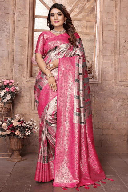 Grey Colour Woven Work Banarasi Chaturi Silk Traditional Saree SD1250274