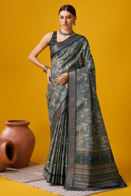 Grey Colour Woven Work Cotton Saree SD1102094