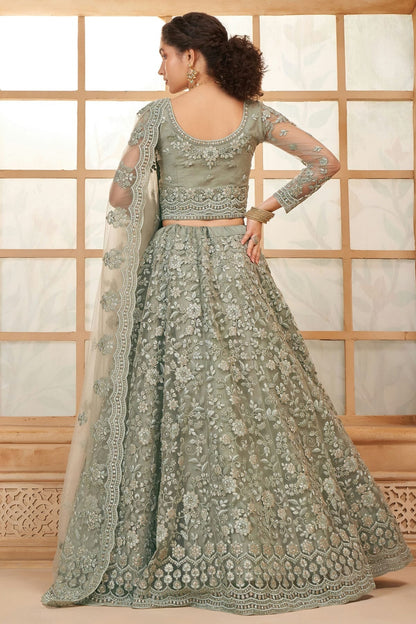 Grey Embroidery Net and SilK Lehenga Choli LC1290142 A