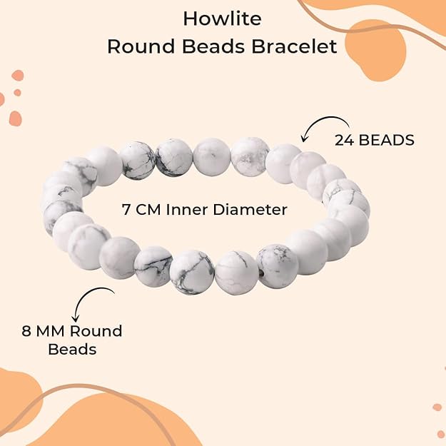 Howlite 8mm Round Beads Bracelet – Natural Calm & Stress Relief Crystal Bracelet