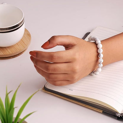Howlite 8mm Round Beads Bracelet – Natural Calm & Stress Relief Crystal Bracelet
