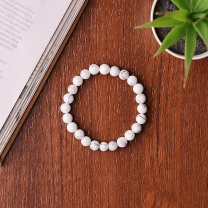 Howlite 8mm Round Beads Bracelet – Natural Calm & Stress Relief Crystal Bracelet
