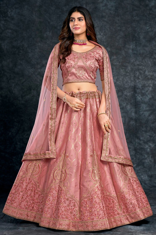 Italian Silk Designer Lehenga Choli In Baby Pink Colour LC1270015 A