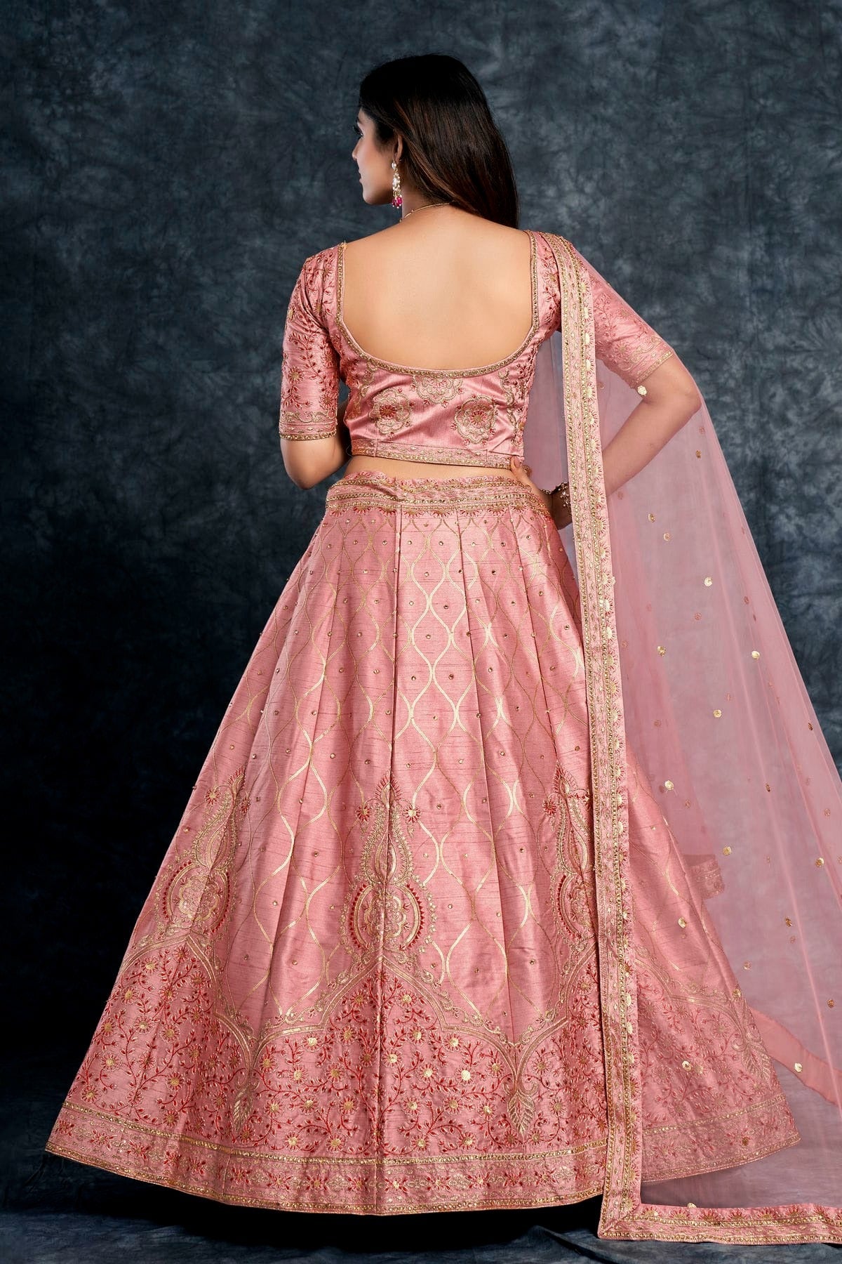 Italian Silk Designer Lehenga Choli In Baby Pink Colour LC1270015 B