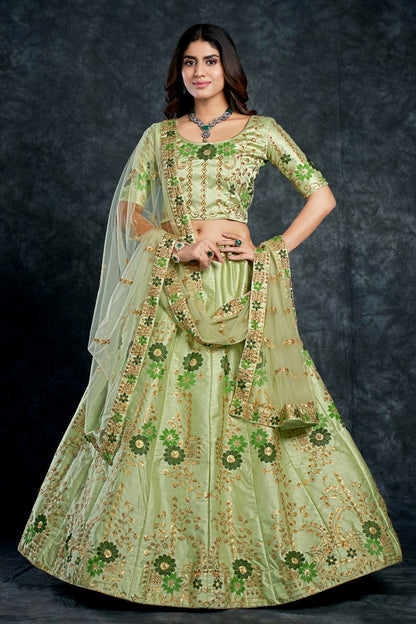 Italian Silk Designer Lehenga Choli In Pista Green Colour LC1270018 A
