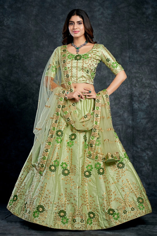 Italian Silk Designer Lehenga Choli In Pista Green Colour LC1270018 A