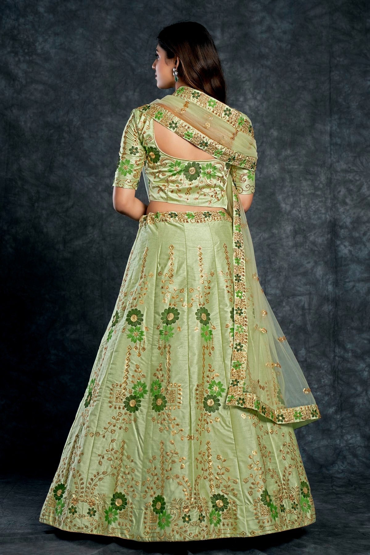Italian Silk Designer Lehenga Choli In Pista Green Colour LC1270018 B