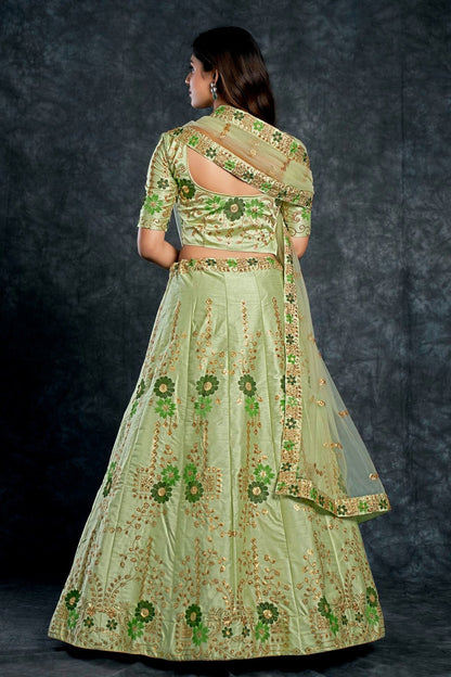 Italian Silk Designer Lehenga Choli In Pista Green Colour LC1270018 B