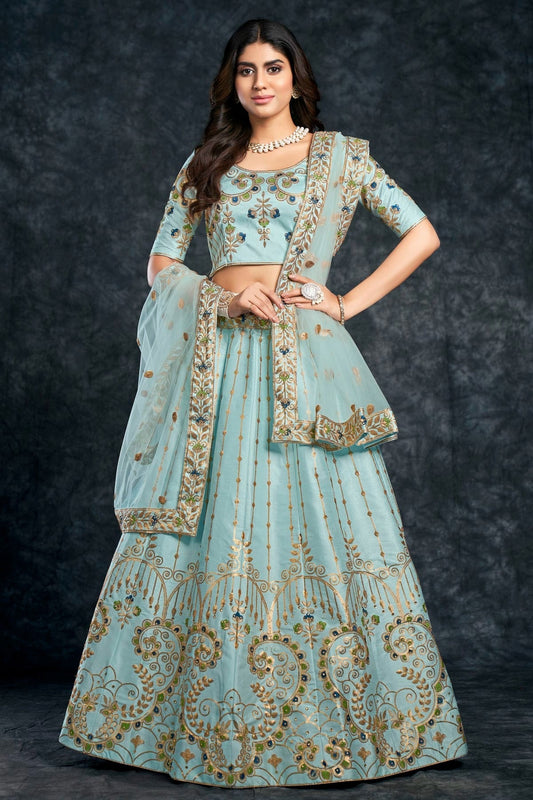 Italian Silk Designer Lehenga Choli In Sky Blue Colour LC1270020 A